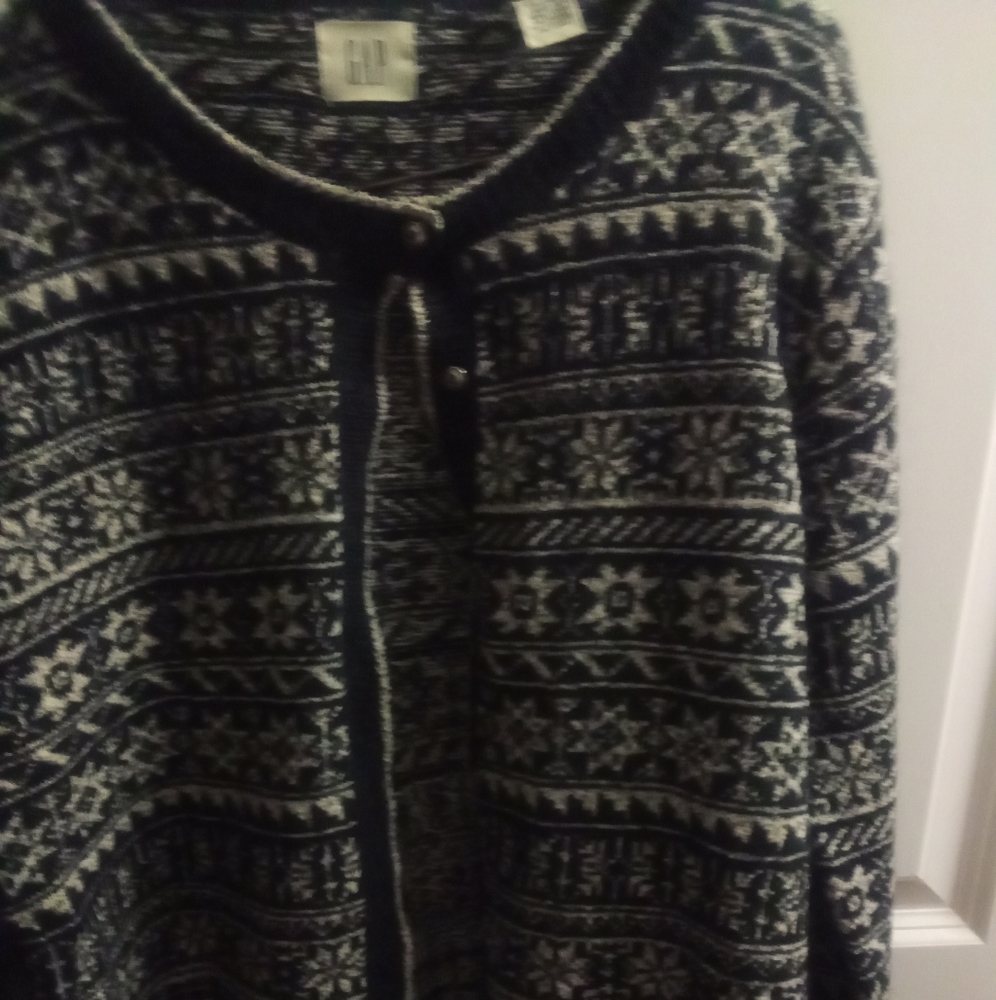 Gap, Size XS, Black/White, Winter Button Up Sweater